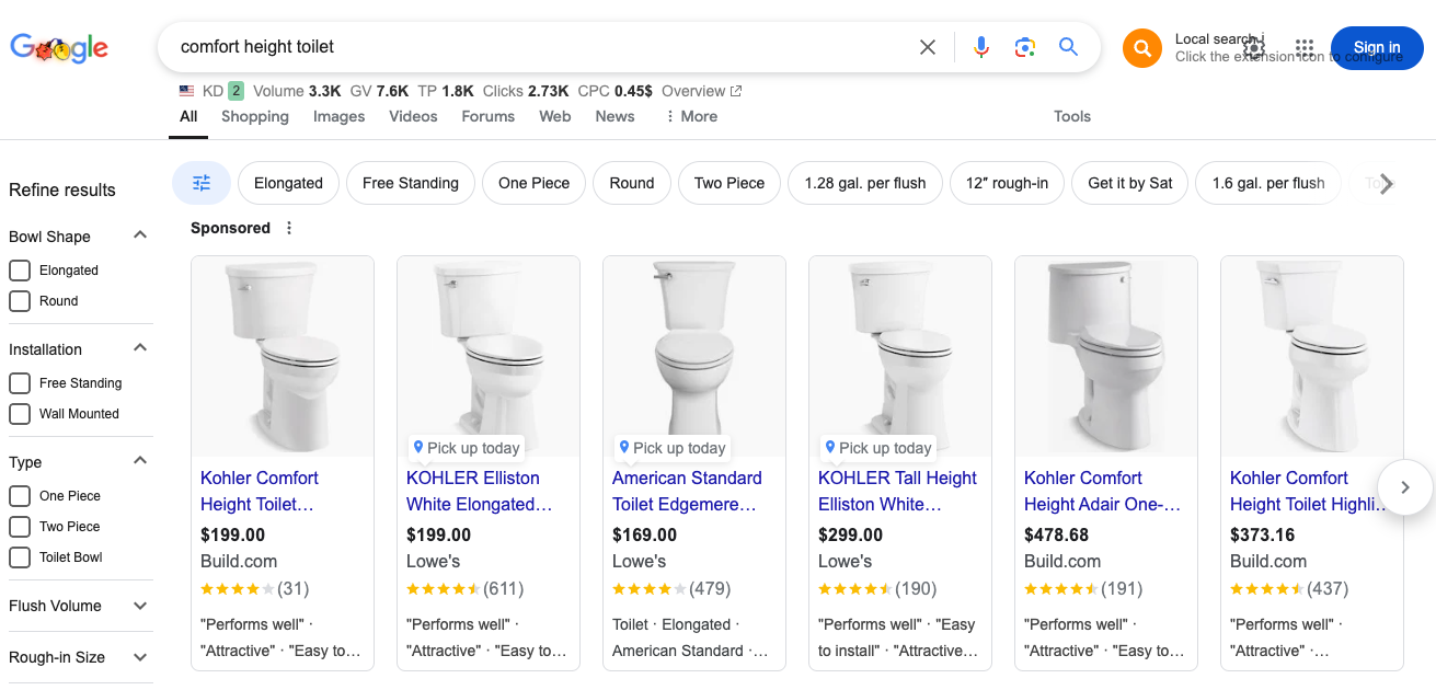 Google Shopping Ads screenshot