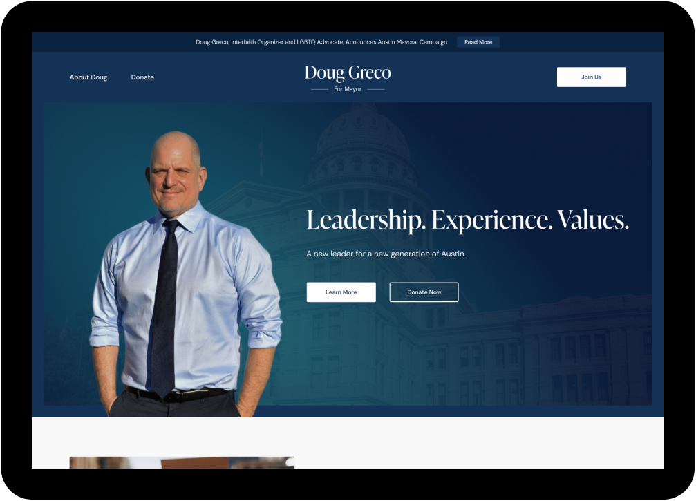 Doug Greco for Austin Mayor Website Design