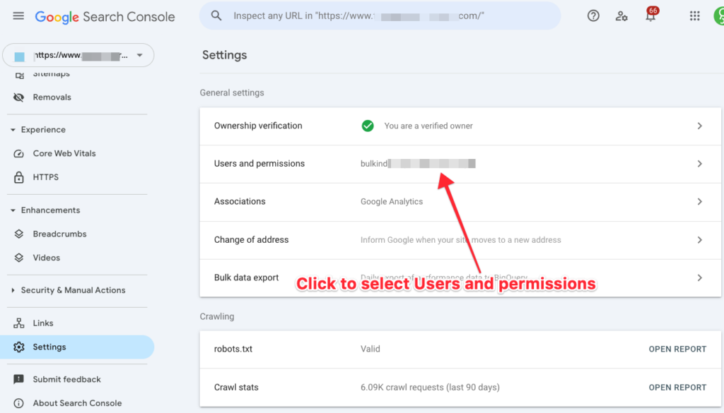 GSC - Select Users and permissions